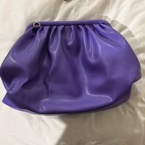 Purple Gathered Clutch Bag with shoulder strap